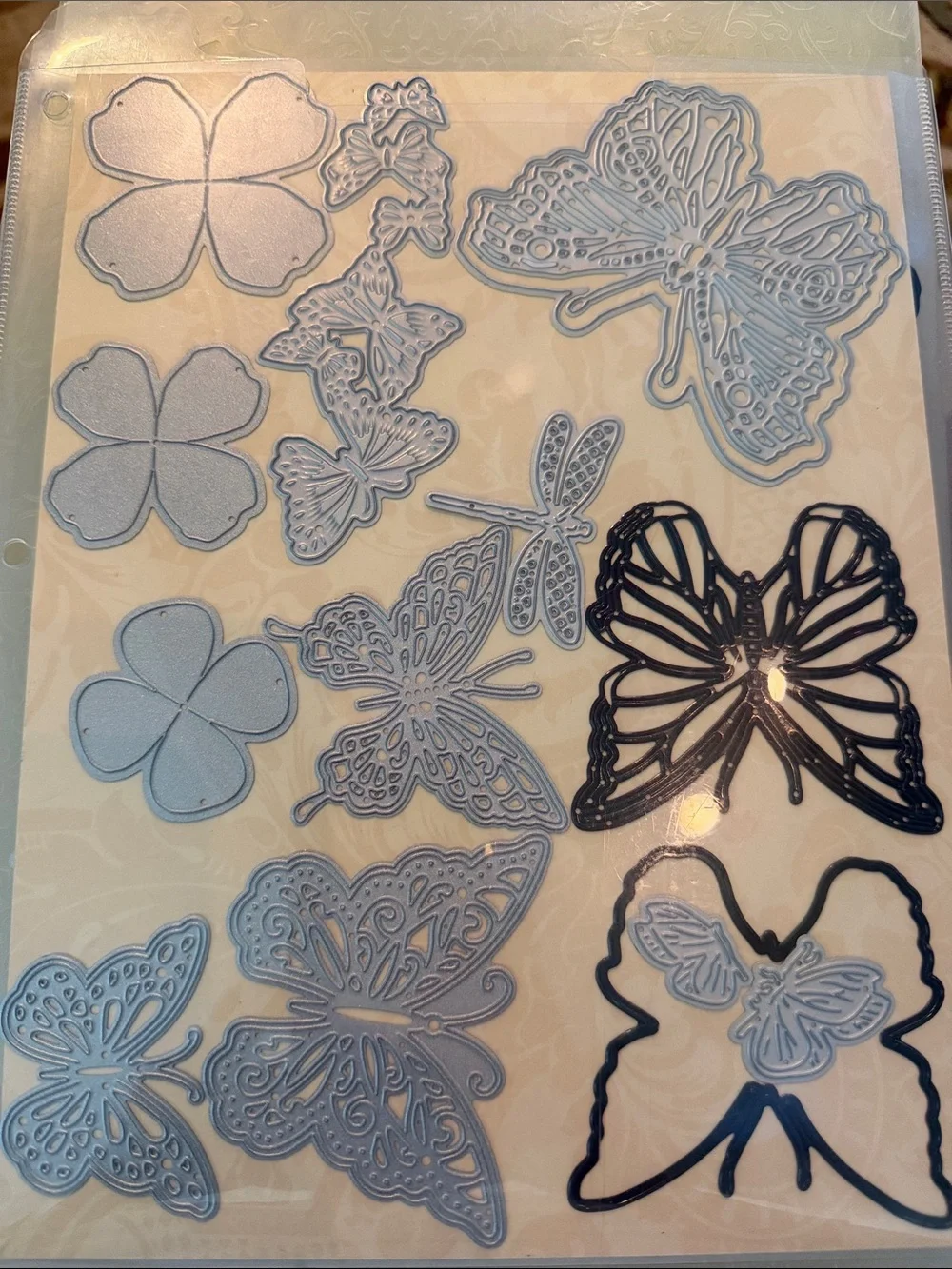 25 Butterfly and Floral Craft Die Cut Set - Silver
